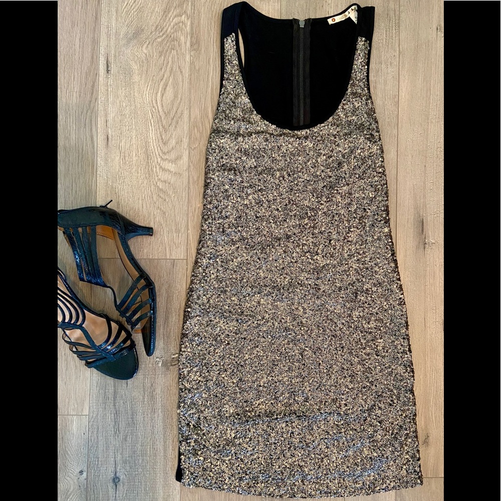 Matte Gold Sequin Mini Dress